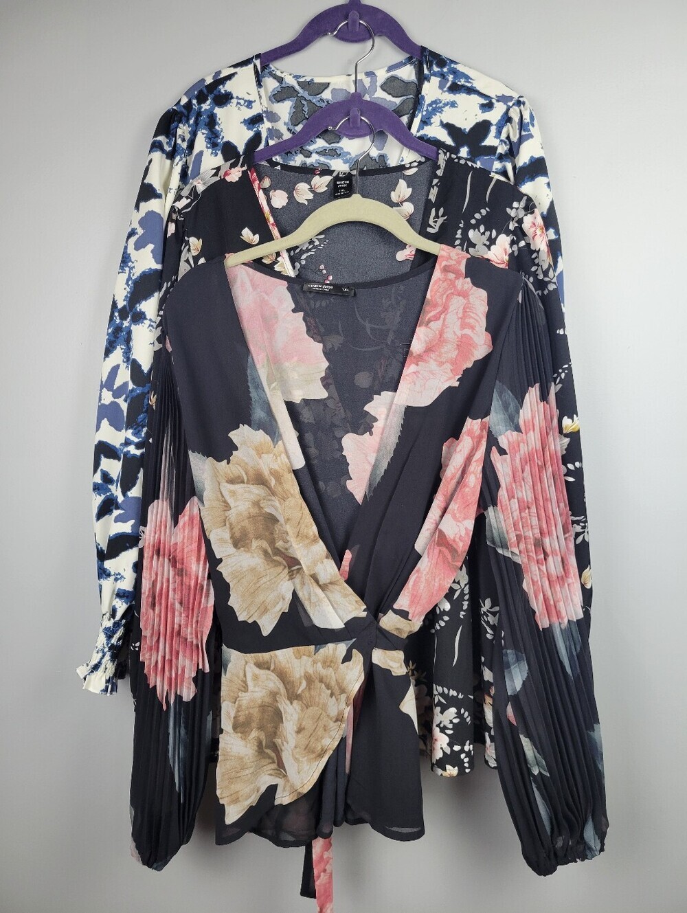 Set Of 3 Size 1X Long Sleeve Floral Blouses